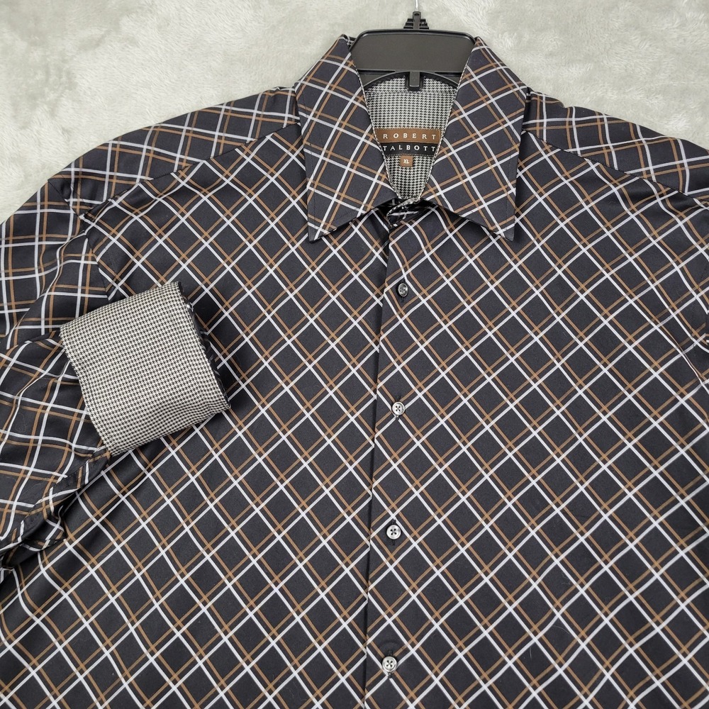 Robert Talbott Carmel Shirt Men's XL Button Up Black Long Sleeve Cotton